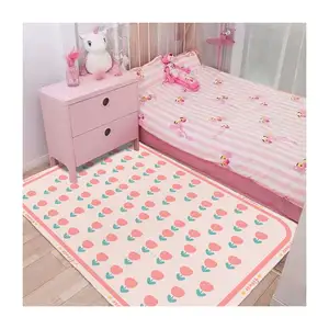Tapete rosa antiderrapante para meninas, tapete rosa com estampa de flores para quarto de meninas, banheiro, varanda, sala de estar