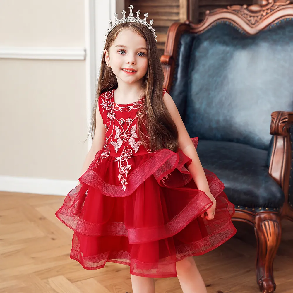 2020 Girl Formal Evening Wedding Gown Kids Tutu Princess Dress Flower Children Clothing Girls Party Clothes 2013