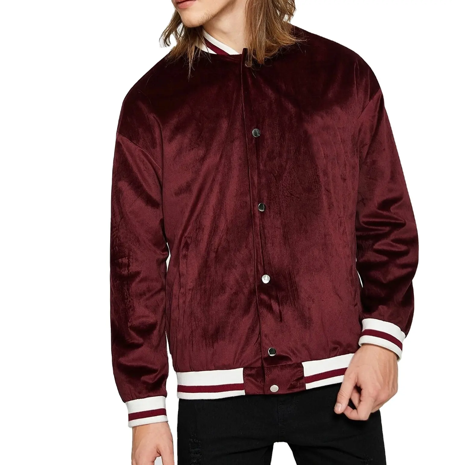 New Men Letter Patched Bomber jacke Samt Bomber jacke