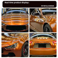5x59 ft Metallic Amber Gold PVC Automotive Wrapping Vinyl Selbstheilende Kratzfeste UV-Beständige Glänzende Luxus-Karosserie-Folierung