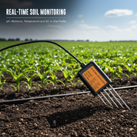 Capteur/transmetteur de sol multifonctionnel RS485 (protocole Modbus) pH / Température / Humidité / Conductivité 1 an IP68