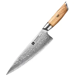 Coltello da cuoco giapponese con manico in legno di ulivo naturale di nuovo Design 73 strati coltelli da cucina in acciaio in polvere di damasco con confezione regalo
