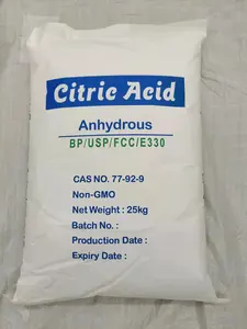 Độ tinh khiết hàng đầu axit citric khan và monohydrate gói 25kg CAS 77-92-9 chất chống oxy hóa/chất làm dẻo/chất tẩy rửa