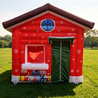 Cabane de Noël gonflable commerciale, tente gonflable de Père Noël avec fenêtre et porte pour la décoration d'événements de Noël en extérieur