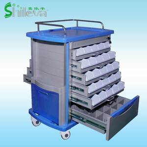 Carrito Médico Shilleva 850x520x950mm, Carro de Medicamentos de Plástico Azul de Doble Cara para Uso Hospitalario - Product Image 1