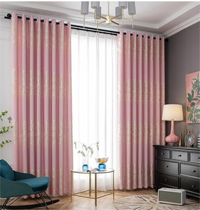 Lusso europeo rosa floreale testurizzato Jacquard 85% <span class=keywords><strong>tende</strong></span> oscuranti pannelli termici per soggiorno ragazze decorazione camera da letto - Product Image 2