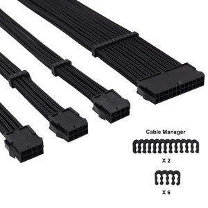 Kit d'extension de câbles PC 24 <span class=keywords><strong>broches</strong></span> (4+4 <span class=keywords><strong>broches</strong></span>, <span class=keywords><strong>6</strong></span>+2 <span class=keywords><strong>broches</strong></span>*2) pour <span class=keywords><strong>alimentation</strong></span> GPU, PCI-E, <span class=keywords><strong>et</strong></span> <span class=keywords><strong>carte</strong></span> mère d'ordinateur de bureau - Product Image 4