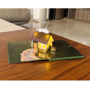 Thiết kế mới 3D pop-up LED ánh sáng giáng sinh nhà handmade giấy lời mời chào cho sinh nhật và đám cưới in kỹ thuật số - Product Image 3