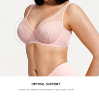 Soutien-gorge taille plus respirant à armatures et couvrance totale avec bonnets minimisateurs en dentelle non doublée, collection Wholesale Logo pour femmes de Waistdear