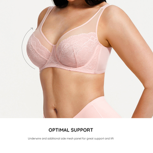<span class=keywords><strong>Sujetador</strong></span> de cobertura total con aros y realce, transpirable, de encaje sin forro y copas minimizadoras, talla grande para mujer, con logo de Wholesale Waistdear - Product Image 5