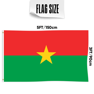 3x5Ft High Quality Triple/Double Layer Plus Blackout Cloth 100D Polyester Fabric Country Flag Burkina_Faso Country - Product Image 2
