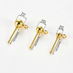 20 pièces de clous <span class=keywords><strong>d</strong></span>'<span class=keywords><strong>oreilles</strong></span> en acier inoxydable hypoallergéniques, or et argent, 3/4/5 mm, <span class=keywords><strong>pour</strong></span> la fabrication de bijoux DIY - Product Image 2