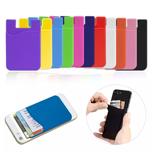 Silicone Credit Card Phone Card Holder Pocket Custom Logo Wallet Print Silicone Card Holder