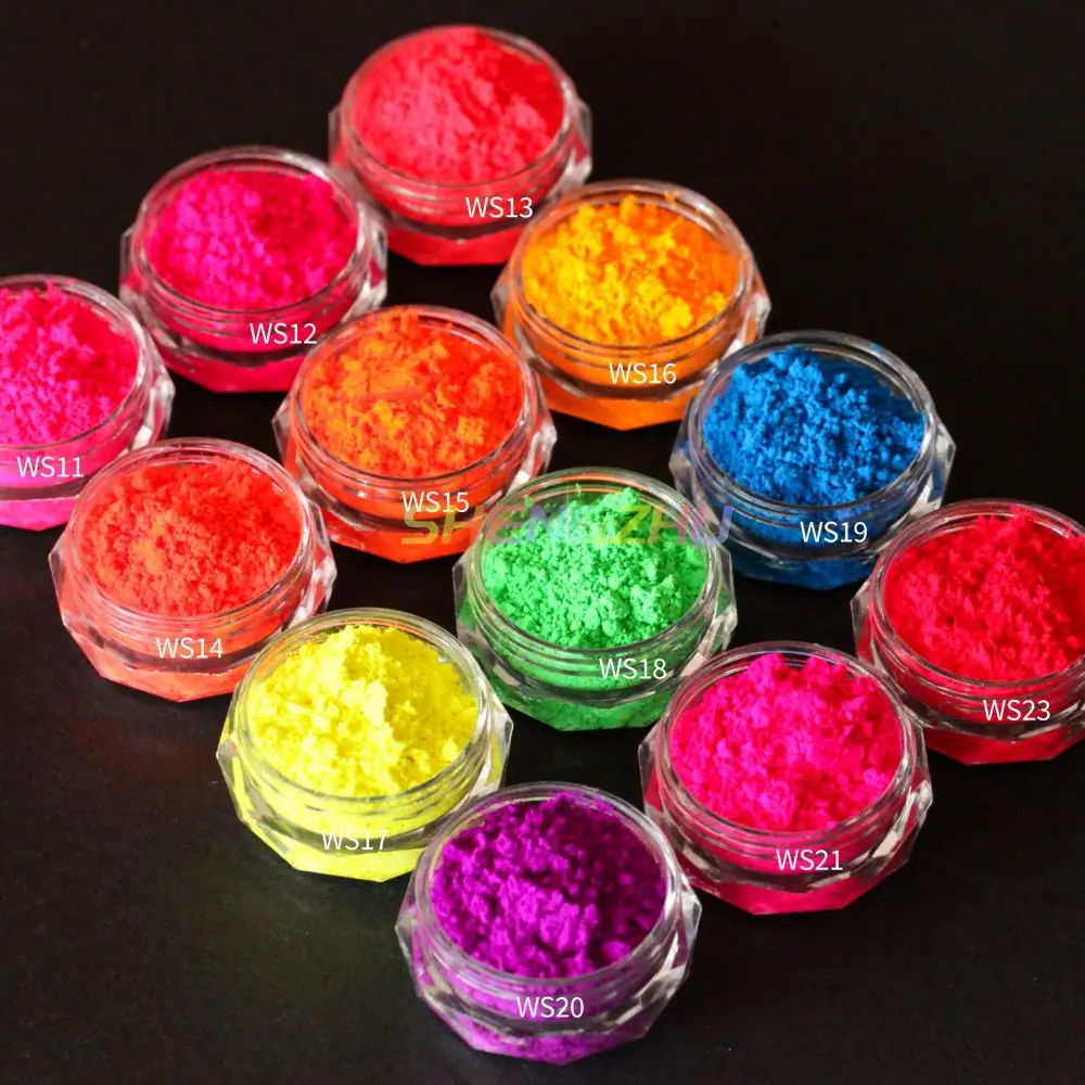 12 couleurs de qualité cosmétique néon couleurs poudre pigment Fard à paupières Pigments fluorescent vernis à ongles pigment poudre