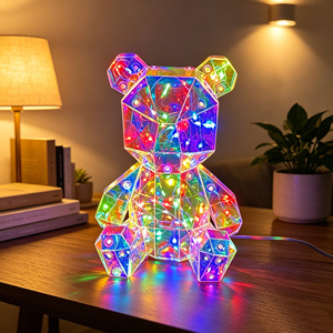 Lámpara de Osito de Peluche Iridiscente, Figura de Oso Holográfica Prismática, Luz Nocturna LED 3D para el Día de San Valentín, Graduación, Regalo Promocional - Product Image 2
