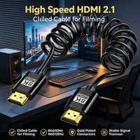 Câble spiralé ultra-fin 8K 60Hz 2.1 pour caméra, moniteur, enregistreur Atomos, bidirectionnel