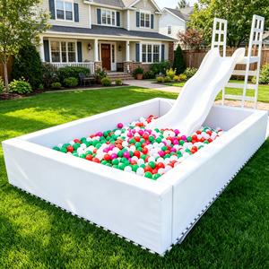 Piscine à balles blanche pour enfants avec toboggan et escalier, grande structure de jeu extérieure de 1,5 m, 1,8 m, 2,1 m, 2,4 m, 3 m, 4 m pour la <span class=keywords><strong>location</strong></span> - Product Image 1