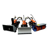 Balayeuse à neige autotractée JHS 420CC-3IN1 avec moteur, brosse à rouleaux et lame de déneigement pour trottoirs et parkings, 110 cm, transmission intégrale