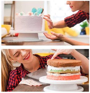 65 pièces Kit de plateau tournant de décoration de gâteau avec support rotatif Cutter spatules coupleurs gâteau peigne grattoirs pour outils de gâteau - Product Image 3