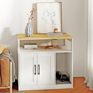 Casa de madera para gatos de interior, para comercio transfronterizo, gabinete pequeño para mascotas, casa para gatos multiusos, valla oculta para caja de arena - Product Image 1