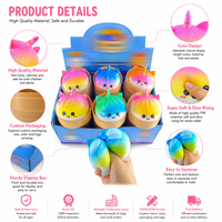 ZIHAI Factory Wholesale Kawaii Rainbow Gradient Unicorn Cat Mini Steamed Bun with Steamer Basket Soft TPR Squeeze Squishy Toy