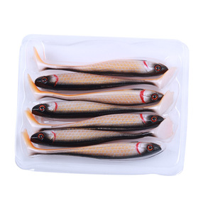 7 pz/borsa ultimi 90mm 5.6g piedi d'anatra esca morbida odori di pesce con pesci di simulazione dell'occhio di pesca 3D - Product Image 5