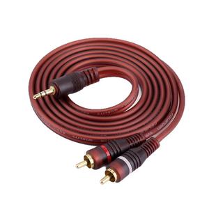 Cable de audio de 3.5mm a doble RCA, chapado en oro, cobre libre de oxígeno, color clarete, macho a macho, cable AV estéreo - Product Image 3