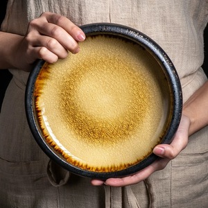 Plato de cerámica circular de gran capacidad con cuenco de esmalte dividido de hielo único <span class=keywords><strong>para</strong></span> restaurantes - Product Image 3