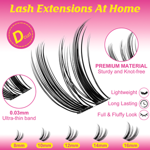 Extensiones de Pestañas en Casa Sin Nudos de Larga Duración 0.03mm Banda Ultrafina Manga Natural Pestañas en Racimo Ligeras - Product Image 2