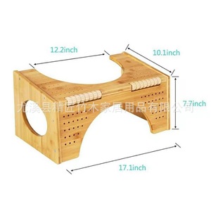 <b>Bamboo</b> Footstool Anti Slip Thickened Toilet <b>Stool</b> For Adults And Kids Bathroom Use - Product Image 2