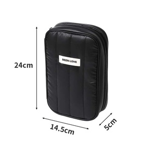 Water Resistant Nylon Cosmetic Pouch Silver Medium Zipper Travel Organizer Fashion Style OEM - Product Image 5