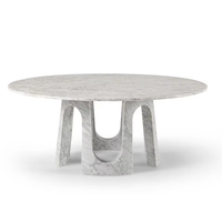 Table de restaurant en marbre travertin naturel, la plus populaire de Modernluxury, pour 6 personnes, salle à manger, table de salle à manger en marbre poli