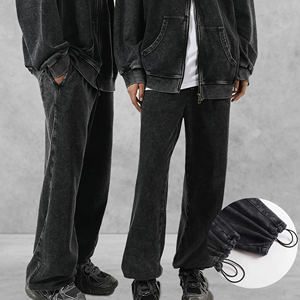 High-Street Workwear Cargo 450GSM Batik lavado, pantalones de chándal desgastados de corte recto - Product Image 3