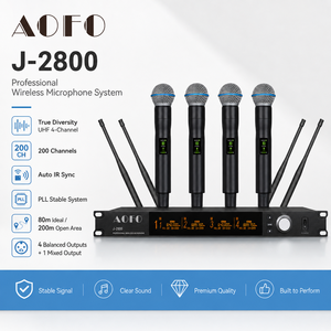 AOFO J-2800 4-Channel UHF Wireless Microphone True Diversity 640-690MHz Bluetooth USB 50Hz-18KHz AA Battery Powered for Stage - Product Image 2