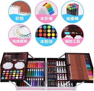 ชุดอุปกรณ์ระบายสีพกพา 145 สี สำหรับเด็กผู้หญิง ชุดอุปกรณ์ศิลปะสำหรับเด็ก ชุดวาดภาพ - Product Image 2
