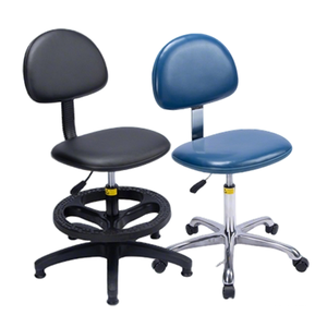 Silla de Laboratorio ESD Antiestática de Cuero Ergonómica con Respaldo Ajustable Giratorio para Fábrica, Taller, Escuela, Hospital y Cuarto Limpio - Product Image 1