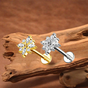 Piercing pour lèvre en titane F136, alliage de titane, forme de fleur, bijoux à porter au quotidien - Product Image 3