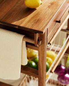 סל טרולי נייד סל אחסון עץ מתלה ורהיטים אחסון מתכת עם גלגלים מרובי שכבות עבור מטבח ביתי - Product Image 3