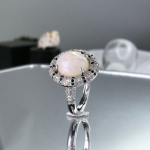 <span class=keywords><strong>Noble</strong></span> Vintage Rhodium & Silver 925 Bijoux Bague en <span class=keywords><strong>opale</strong></span> naturelle pour anniversaire de mariage et tenue de fête pour femmes - Product Image 3