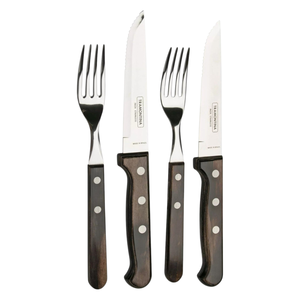 TRAMONTINA - Juego de Cubiertos para Barbacoa de 4 Piezas en Acero Inoxidable y Madera - Product Image 1