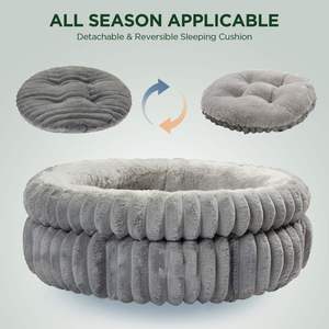 Comfortable Modern Solid <b>Plush</b> Raised Thickened Dog & <b>Cat</b> Bed Removable Washable Memory Foam All Seasons Use - Product Image 4