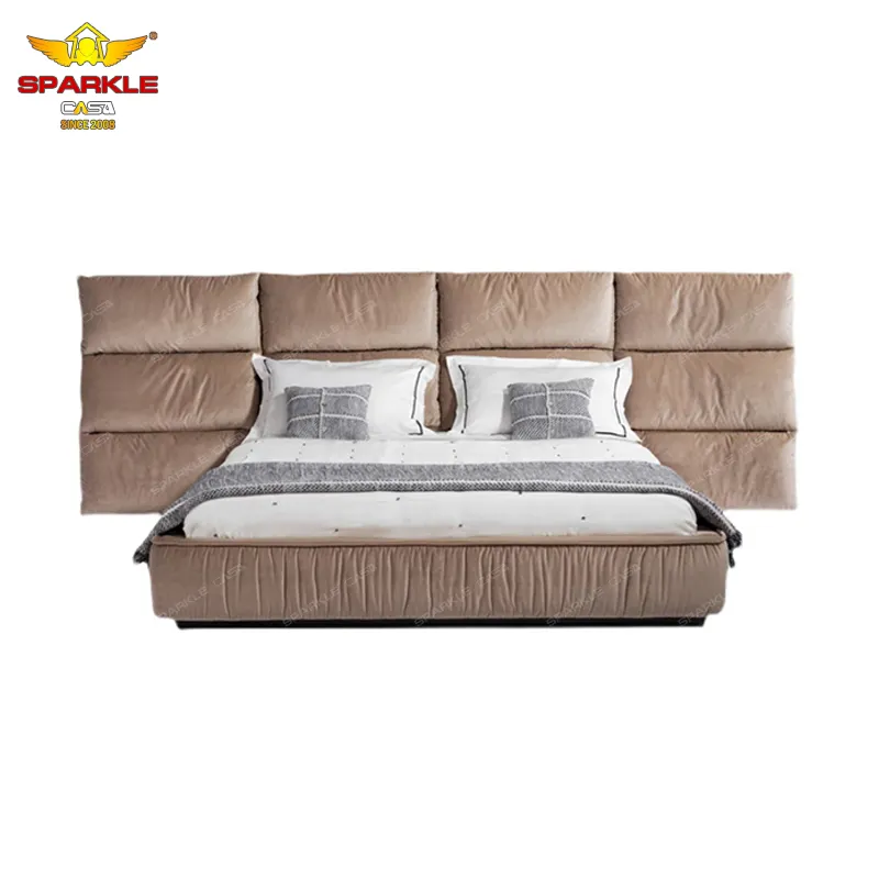 Lit en cuir design moderne Sparkle de 1.8cm Dernier meuble double à étui haut Options personnalisables disponibles