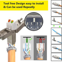 8P8C Ethernet CAT7 Toolless Plug RJ45 Konektor Bebas Alat Modular Plug Bebas Alat Berbahan Zinc Alloy Terlindungi Modular Plug