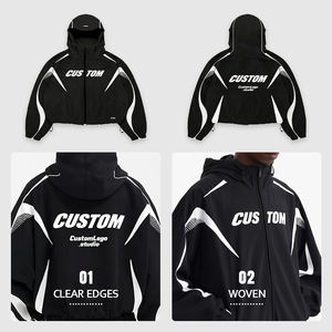 Setelan Olahraga Pria Model Baggy dengan Ritsleting, Bahan Nylon Bernapas, Warna Hitam Custom, Dilengkapi Strip Reflektif, Cocok untuk Jogging - Product Image 4