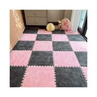 Tapis carré moderne en peluche épissé, fait main, en mousse de polyester, antimicrobien, antidérapant, lavable, pour bébé, vente chaude usine