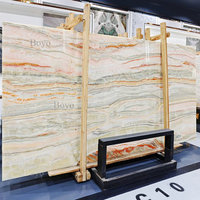 BYOY011 Tuile en marbre Onyx arc-en-ciel coupe personnalisée moderne translucide pour sol coloré pour Hall cuisine Villa salon poli