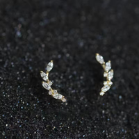 Boucles d'oreilles clous en argent sterling 925 avec zircon brillant en forme de branches et feuilles pour femmes et jeunes filles, cadeau de fiançailles et de mariage