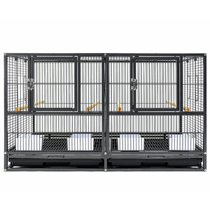 YOELLEN Wholesale No MOQ 3 Layer Black Stainless Steel Metal Iron Canary <strong>Budgie</strong> Parrot Pet <strong>Breeding</strong> Bird <strong>Cage</strong> with Wheels - Product Image 4