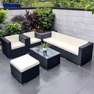 Ensemble de canapés de <span class=keywords><strong>jardin</strong></span> HAOYU au design moderne et durable pour 6 <span class=keywords><strong>personnes</strong></span>, meubles en acier inoxydable, coussins imperméables, pour cours et hôtels - Product Image 4