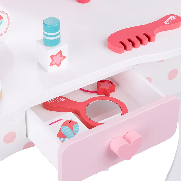 Mädchen Prinzessin Make-Up Kosmetik-Tischset Kinder Täuschen Spiel Schminktisch mit Spiegelspielzeug für Kinder